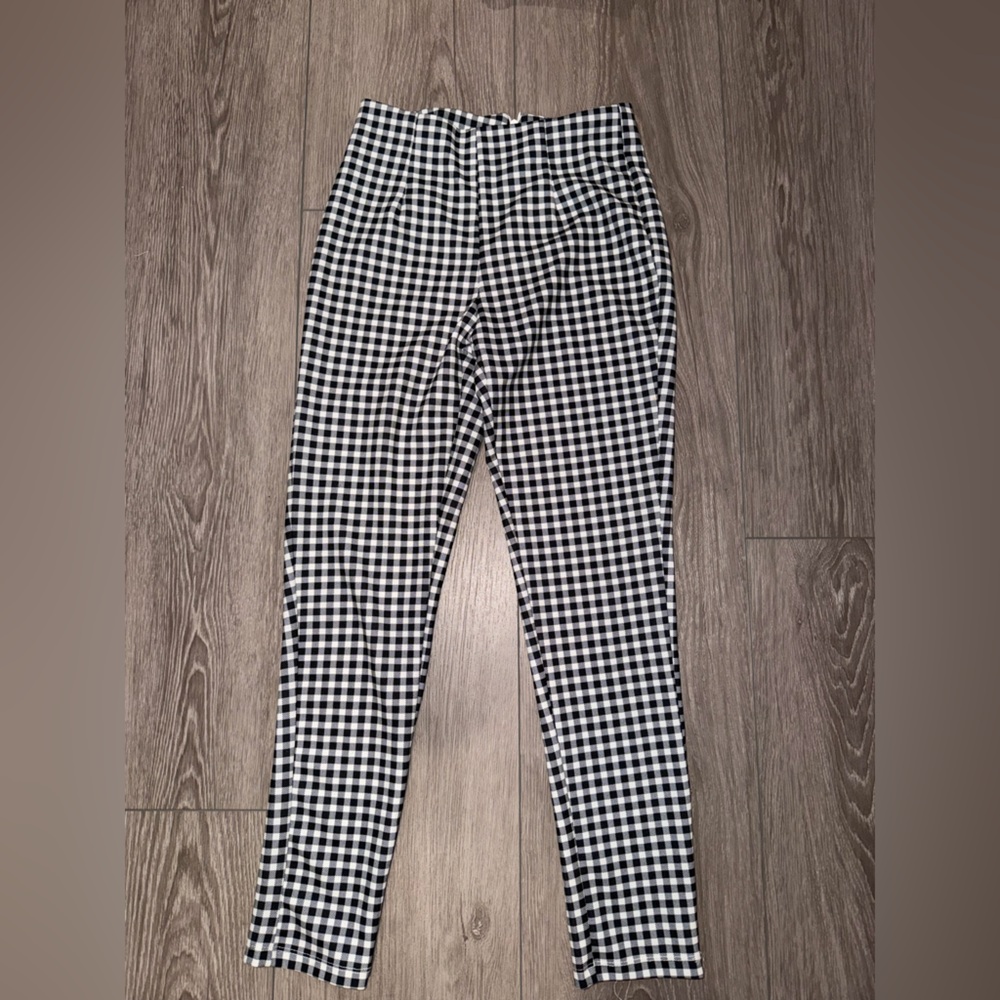 Princess Polly Black & White Gingham High-Waist Pants